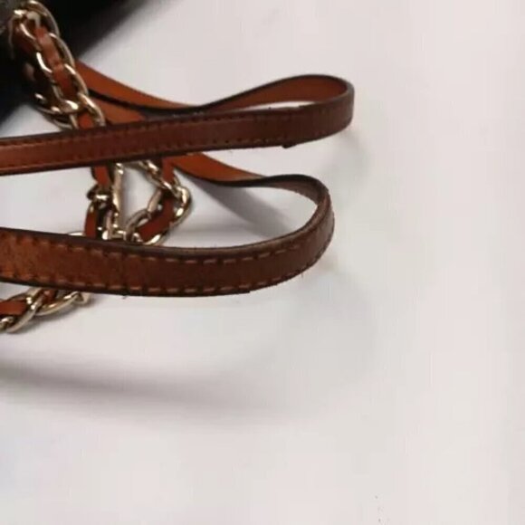 Michael Kors Handbag Brown Signature Harper Large Tote Logo Gold Chain East West - Picture 12 of 15